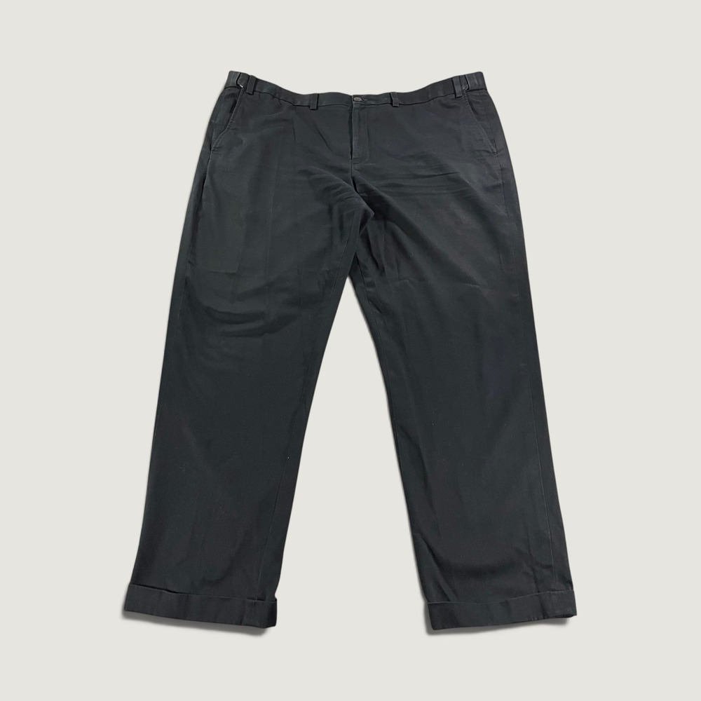 Eddie Bauer Mens 44 Black Cotton Twill Cuffed Chino Pant Straight Leg Flat Front